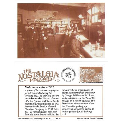 Postcard London Motorbus Canteen 1911 Bus Drivers Lunch - Nostalgia