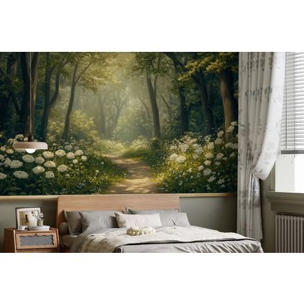 Wall Mural Path in the Forest, Rays of the Sun, Photo Wallpaper for Room Decor