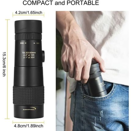 Aurosports 10-30X40 Zoom Monocular for Adults, Monocular Telescope High Power wi