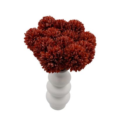 Woodside Home Living Artificial Chrysanthemum Ball Flowers - Dark Orange Set of