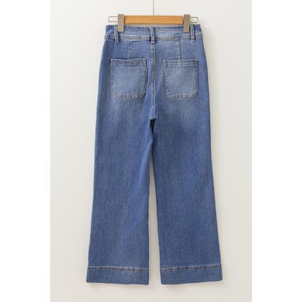Ashleigh Blue Mineral Wash High Waist Bell Bottom Crop Jeans