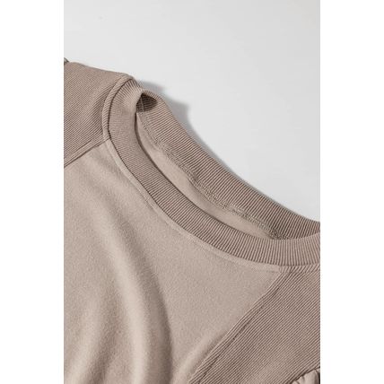 Goat Half Lantern Sleeve Solid Colour Pullover Top