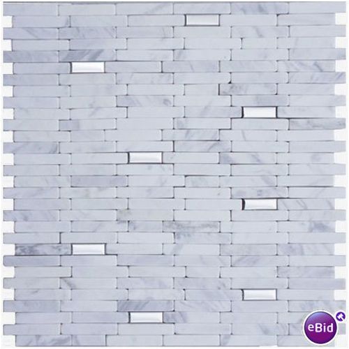 Marble and Stainless Steel Mixed Mosaic White Carrara