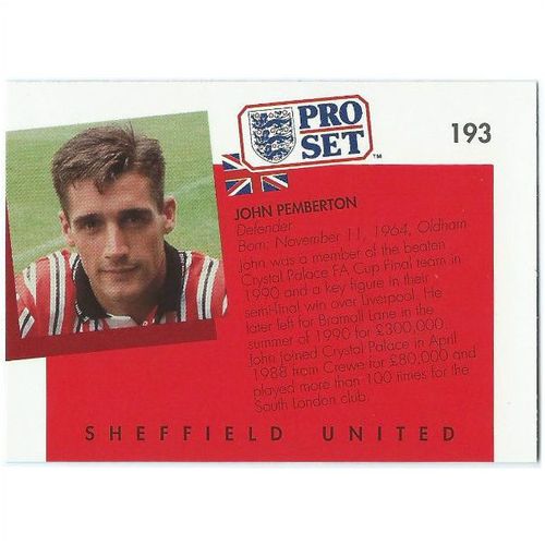 1990/1991 Pro Set Footbal - #193 - John Pemberton