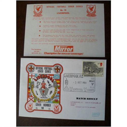 1984 Liverpool v Lech Poznan Dawn Football Cover 18 stamp European Cup Wark