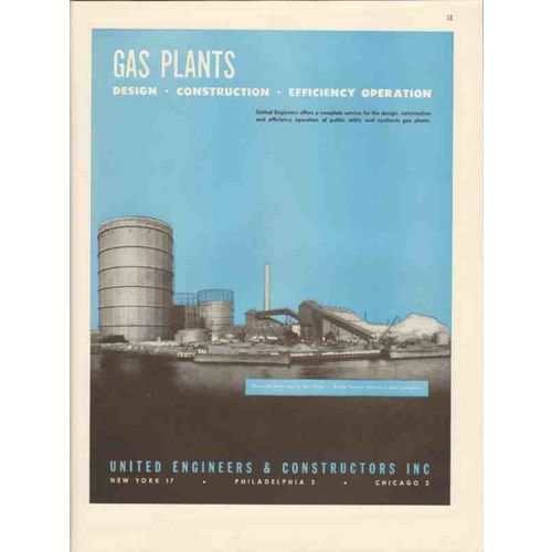 united engineers constructors inc 1947 gas plants design vintage ad