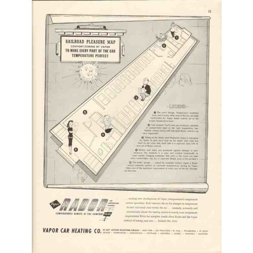 vapor car heating company 1947 railroad pleasure map vintage ad