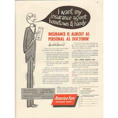 america fore insurance group 1946 agent hometown handy vintage ad