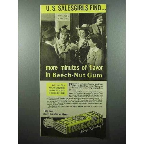 1941 Beech-Nut Gum Ad - U.S. Salesgirls Find Flavor