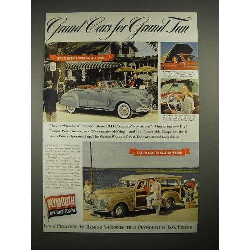 1941 Plymouth Sportsmen Convertible, Woody Wagon Ad - Grand Fun