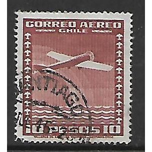 CHILE 1934 AIR 10p PURPLE NORTHROP ALPHA MONOPLANE SG 251 FINE USED#