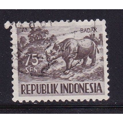 INDONESIA 1956 ANIMALS 75sen SUMATRA RHINO USED SG725