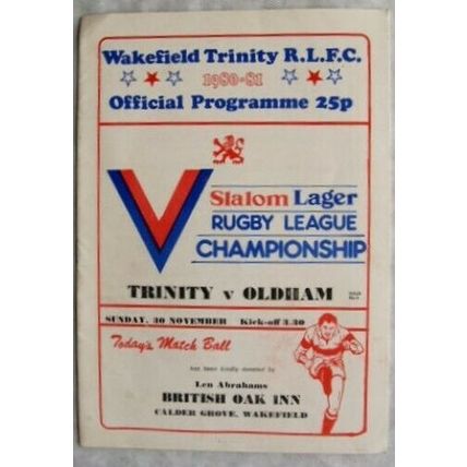 1980 programme Wakefield Trinity v. Oldham