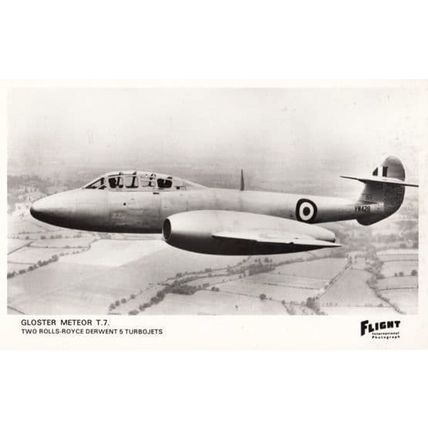 Gloster Meteor T7 Rolls Royce Derwent Turbojet Military WW2 Plane Postcard