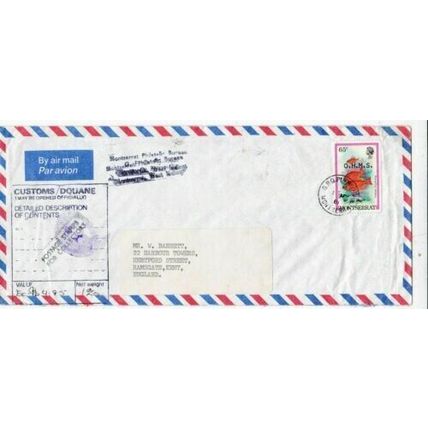 Montserrat 1981 Plymouth to Ramsgate UK O.H.M.S.Air Mail Cover typed VGC