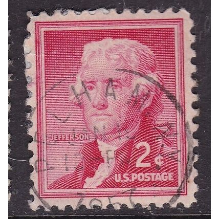 United States Postmark Pelham NY 1957 Jefferson 2c VGC