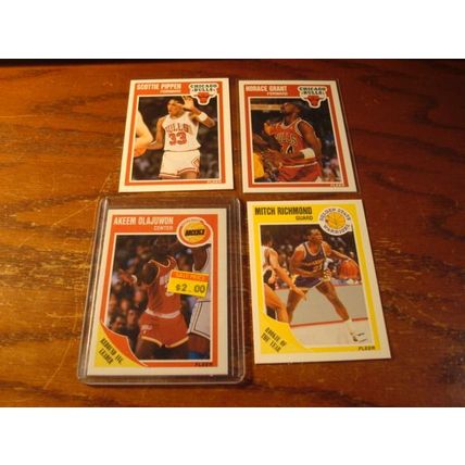 1989 Fleer, 9-Cards, Different, Stars/Rc's/HOF, PIPPIN/OLAJUWON, ++