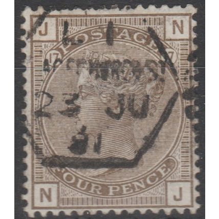 SG: 160,Plate 17 (NJ) used Fenchurch Street 23.July 1881 Cat £ 80.00