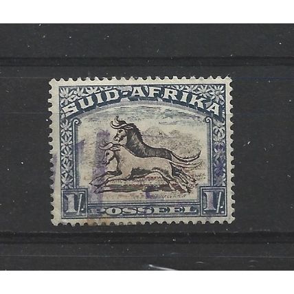 SouthAfrica.SG62 1s Black&Blue Wildebeest.Afrikaans Inscription.F/Used.Aug25e