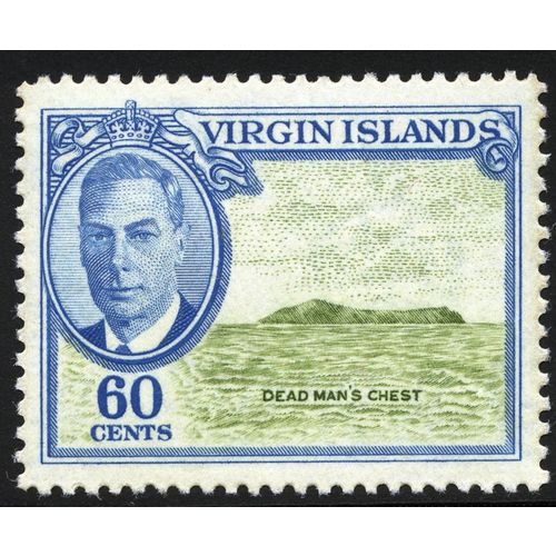 Virgin Islands KGVI 1952 60c Yellow Green & Blue Unmounted Mint NHM SG 144 Stamp