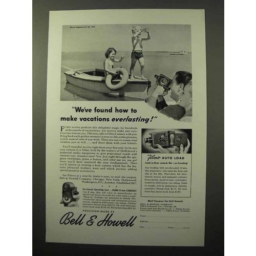 1941 Bell & Howell Filmo Auto Load Movie Camera Ad