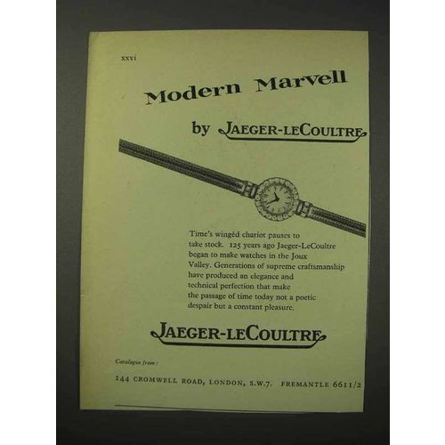 1958 Jaeger-LeCoultre Watch Ad - Marvell