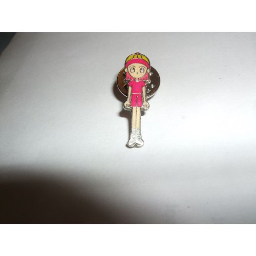 Enamel Girl with Pink Dress and Headband Badge