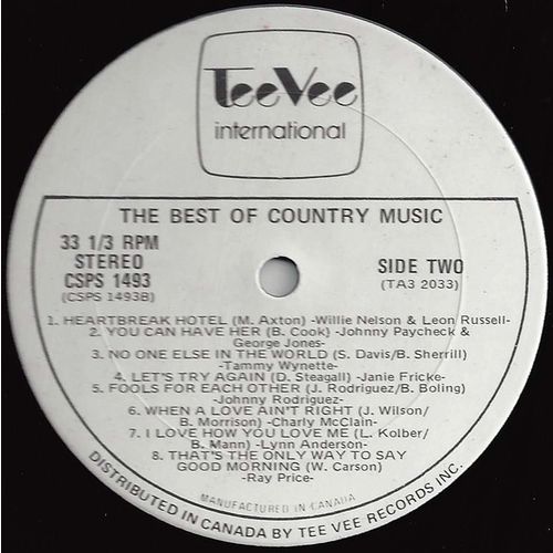 TeeVee Int'l. #CSPS 1493 "The Best Of Country Music" - 16 Tunes, various artists