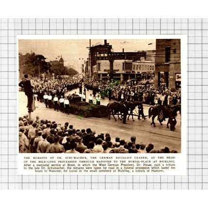 C3008) Dr Schumacher Funeral Hanover Germany Rickling - 1952 Cutting