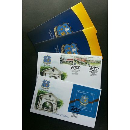 Malaysia Penang Free School Bicentenary 2016 FDC pair *gold foil unusual Special