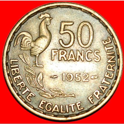 2 SOLD COCK ★ FRANCE ★ 50 FRANCS 1952! ★LOW START★NO RESERVE