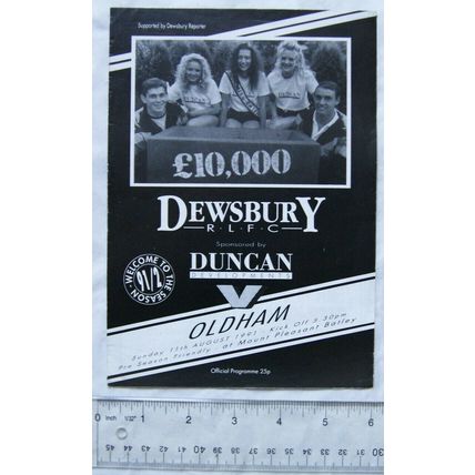 1991 programme Dewsbury v. Oldham, pre-season friendly