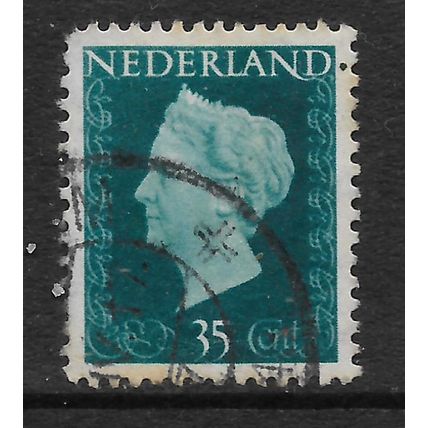 NETHERLANDS 1947 35c BLUE QUEEN WILHELMINA SG 651 FINE USED#