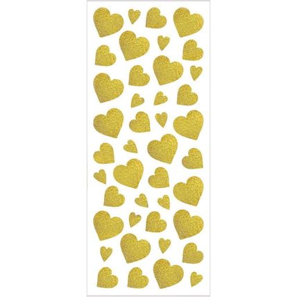 Gold Heart Glitter Stickers Glitter Stickers sheet 10x24 cm, approx. 84 pc CR18