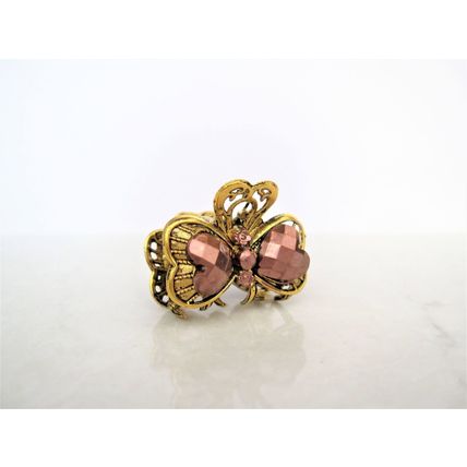 Small mini rose gold/copper tone metal heart hair claw clip