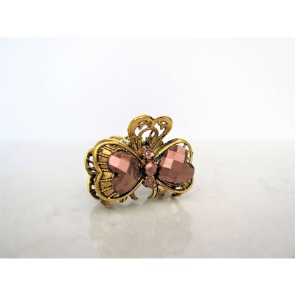 Small mini rose gold/copper tone metal heart hair claw clip