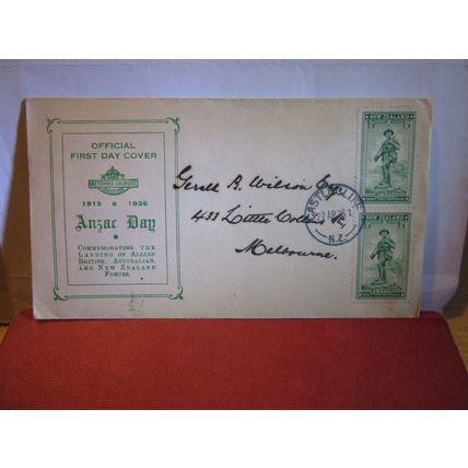 ANZAC DAY, NEW ZEALAND FDC , 27th April 1936 stamp #