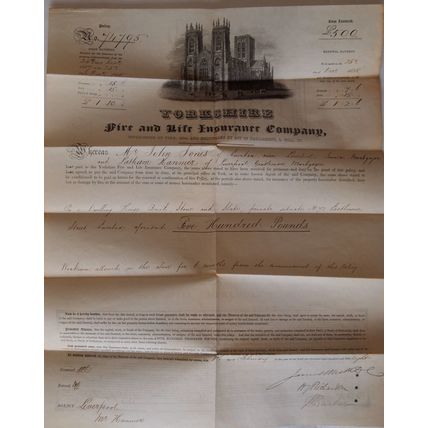 1900 County Fire Office Insurance Certificate Emily Canman of West Retford