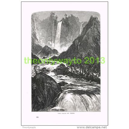 THE FALLS OF TERNI, ITALY, Book Illustration (Print) c1875