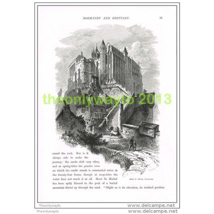 MONT ST MICHEL, NORMANDY, FRANCE, Book Illustration (Print) c1875