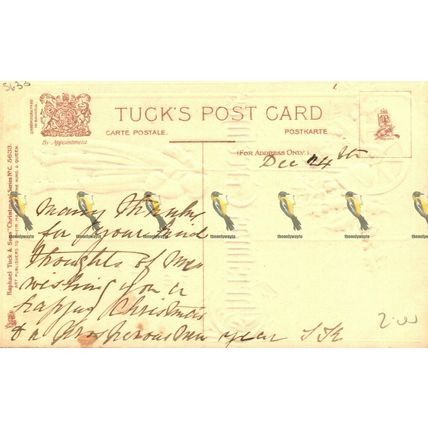 Christmas Greetings, 5633 Christmas Series, Tucks, Embossed Postcard, 1900s