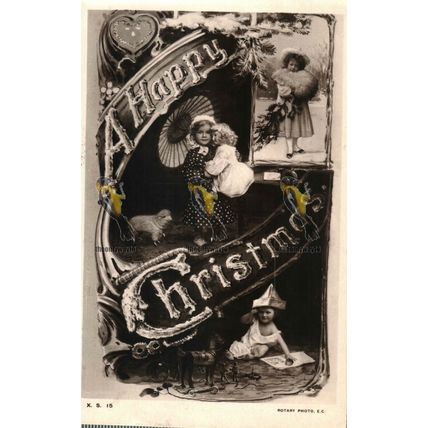Happy Christmas, X S 15, RP? Rotary Photo, Postcard, 1900s