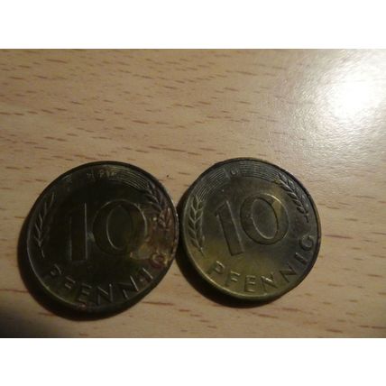 1950 & 1967 German 10 pfennig coins