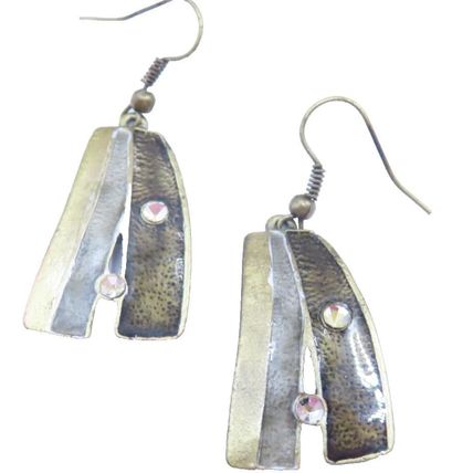 Trapezium Bronze Coloured Earrings Drop on Fishhook Earwires Ladies Jewellery