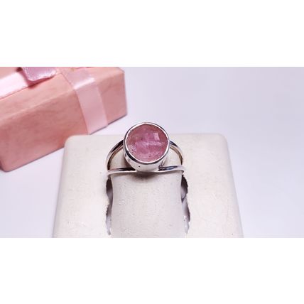Estate 2.50ct Natural Rd Rose Quartz Sterling Silver split shank bezel Ring22273