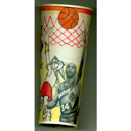 1995 NBA LOONEY TUNES All-Star Showdown original McDonalds paper soda cup