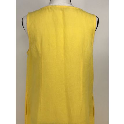 Soft Surroundings Daydream Embroidered Linen Blend Maxi Dress Pocket Yellow Sz.M