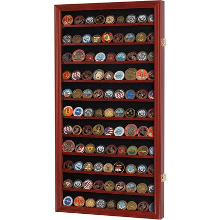 Displaygifts Military Challenge Coin Display Case Poker Chips Holder Wall Cabine