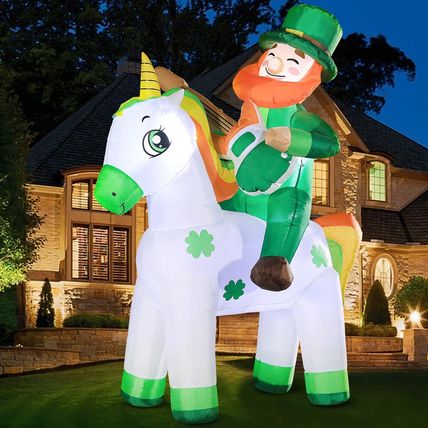 Domkom St. Patricks Day Inflatable Decorations, 5Ft Happy Leprechaun Blow up Déc