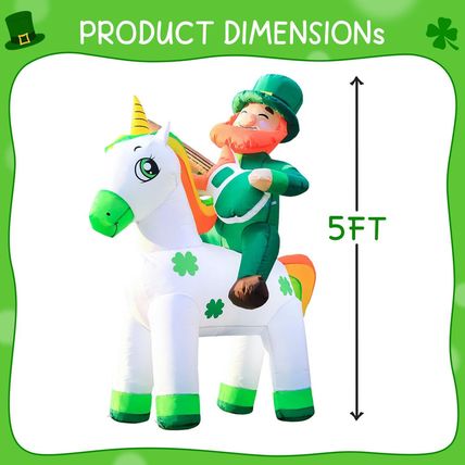 Domkom St. Patricks Day Inflatable Decorations, 5Ft Happy Leprechaun Blow up Déc